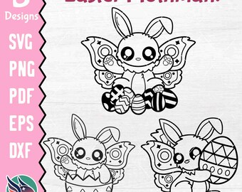 Easter Mothman Outline SVG, Mothman Easter Bunny, Mothman Coloring Page, Printable Cryptid Art, Easter Rabbit Silhouette Cut File DXF