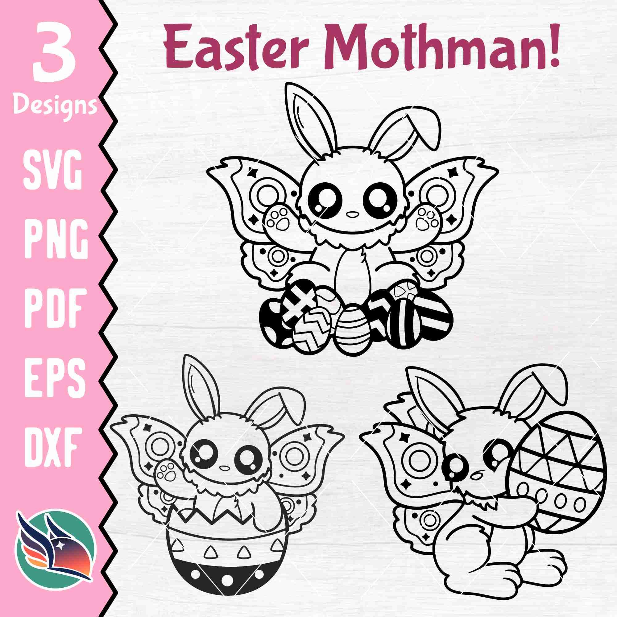 Printable Mothman Easter Mothman Outline SVG, Mothman Easter Bunny, Mothman Coloring Page ...