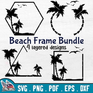 Strand Sonnenuntergänge SVG Bundle, Palme Rahmen Download, Sommer Shirt Bordüre, Island Vibes pdf, Vacay Mode EPS, Familienausflug Aufkleber Tank Top DXF