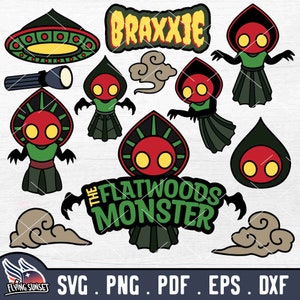 Niedliche Flatwoods Monster Cryptid SVG PNG, Braxxie Clipart, West Virginia Urban Legend Mythos, Cricut Sticker geschnitten Datei, Silhouette eps pdf DXF