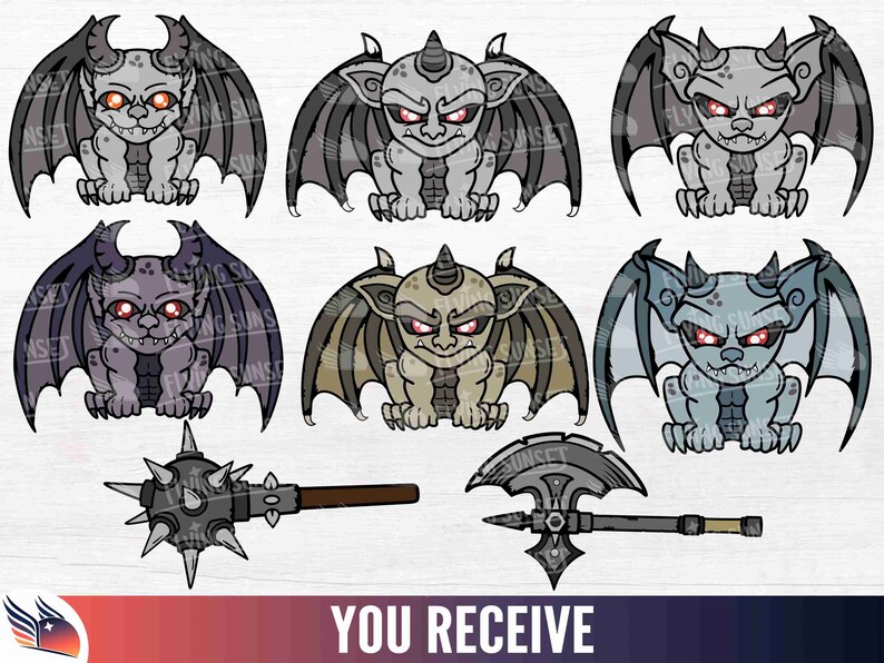 Cute Gargoyle SVG, Gargoyle Clip Art, Demon Statue Cricut Cut File ...