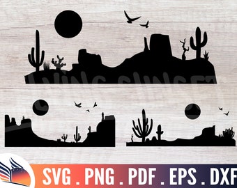 Desert svg, Cactus svg, desert landscape svg, desert silhouette, cactus silhouette, desert bundle, cactus cut file, desert cut file