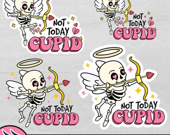 Not Today Cupid SVG, Skeleton Cupid, Creepy Cupid Clip Art, Spooky Valentines Day Bundle, Creepy Valentines svg, Anti Valentines Day