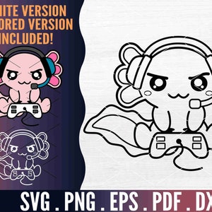 Gamer Axolotl svg, lustige Axolotl svg, Axolotl Umriss, Silhouette, nerdige Axolotl schneiden Datei, Videospiel svg, Kinderspiel-Schnittdatei für Cricut