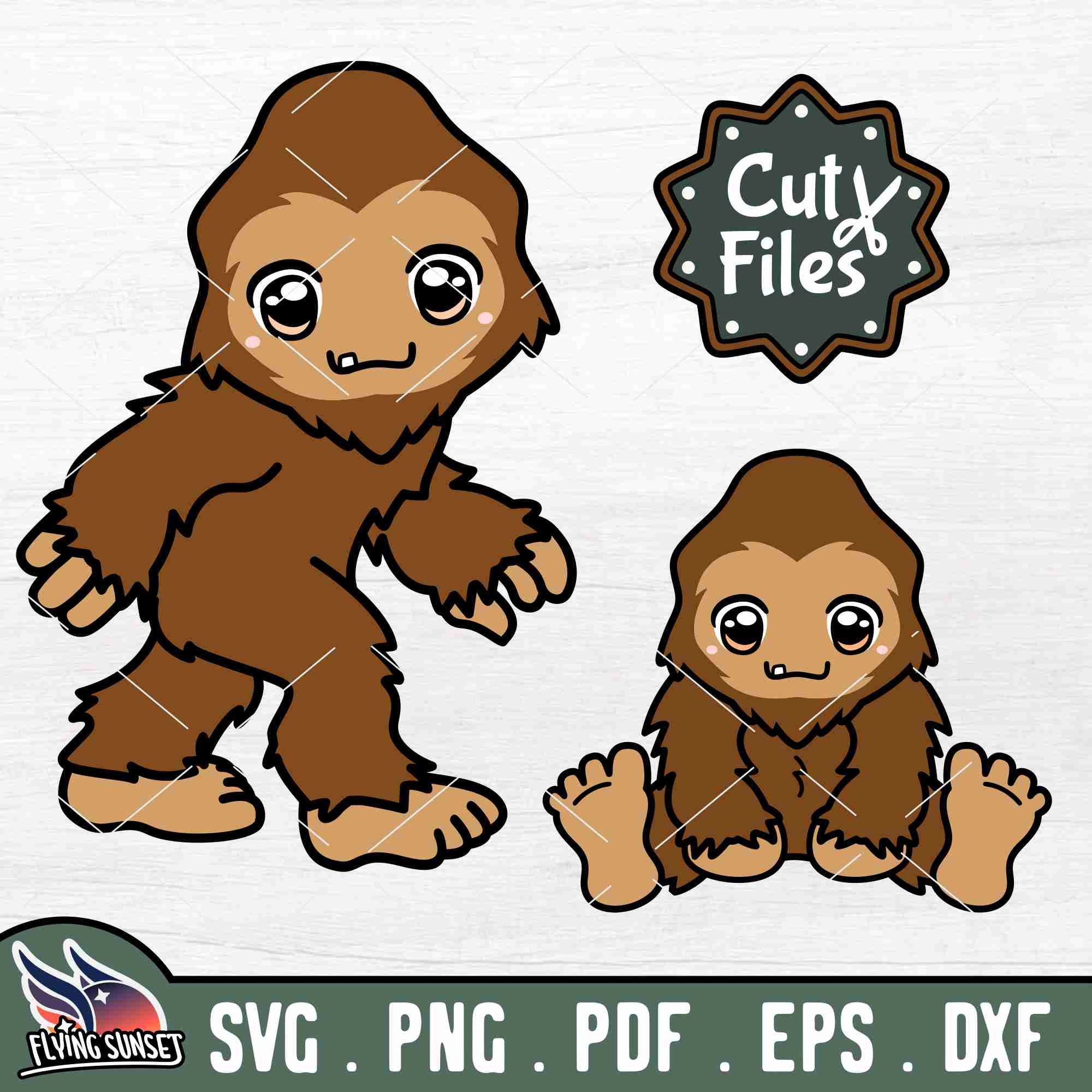 Cute Bigfoot SVG, Baby Bigfoot Cryptid Clip Art, Kawaii Monster 