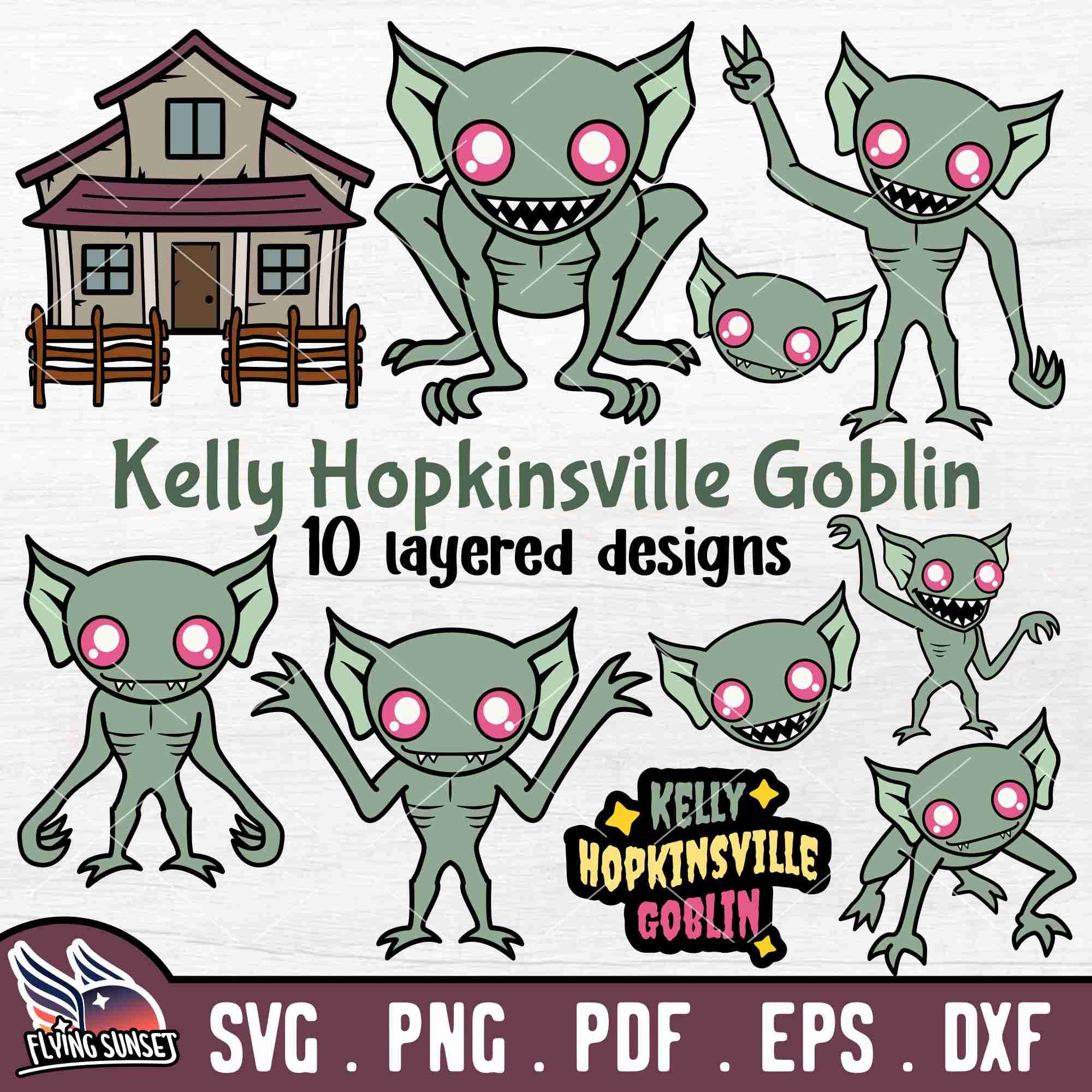 Kelly Hopkinsville Goblin SVG Clipart, Cute Cryptid Bundle PNG
