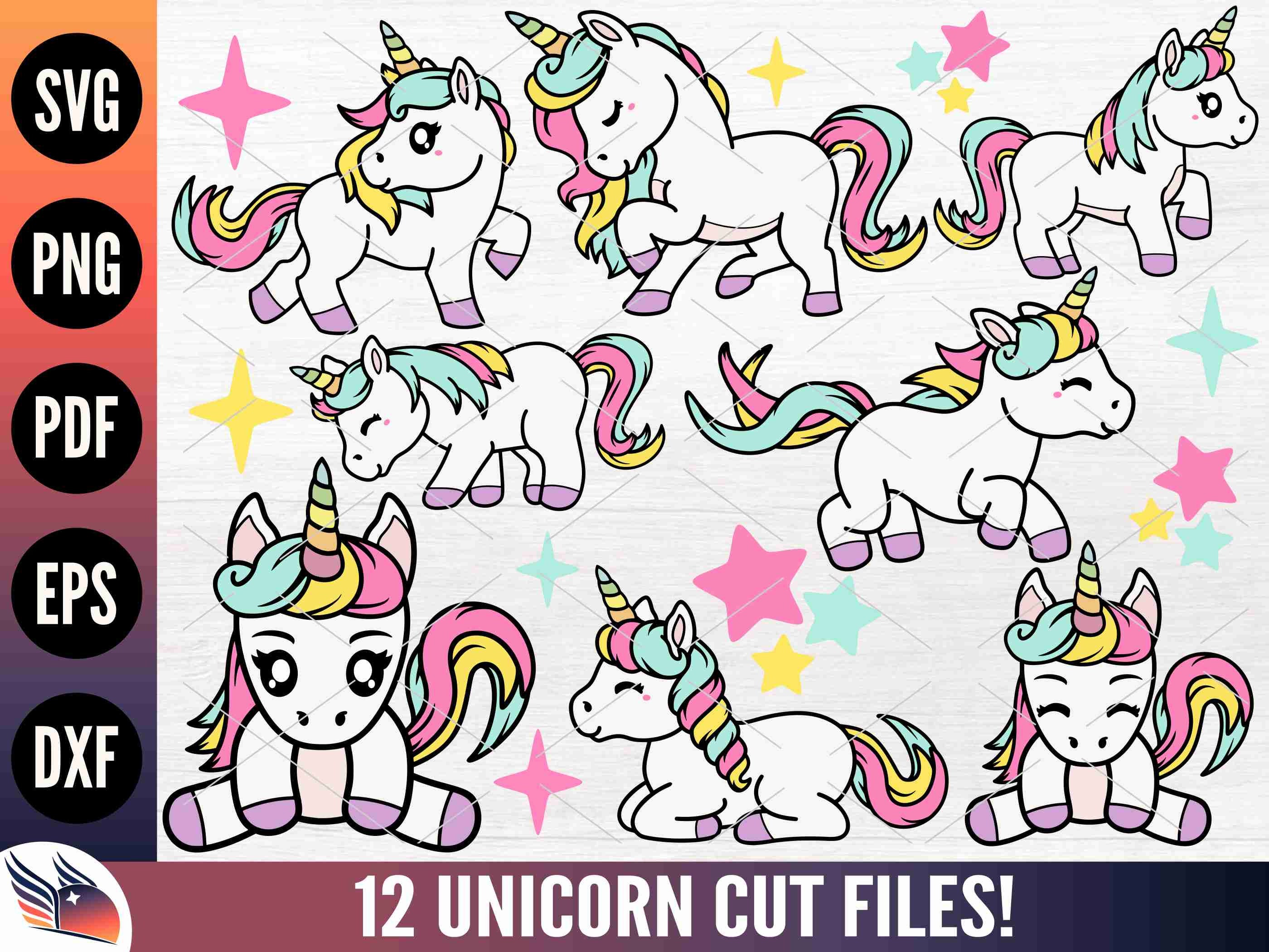 Cute Unicorn SVG Bundle, Kawaii Unicorn Clipart, Layered Cut File ...