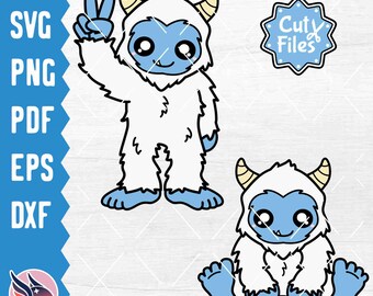 Cute Yeti SVG, Kawaii Yeti Clipart, Cute Cryptid Bundle, Sweet Abominable Snowman PNG, Layered Yeti Cricut Cut File