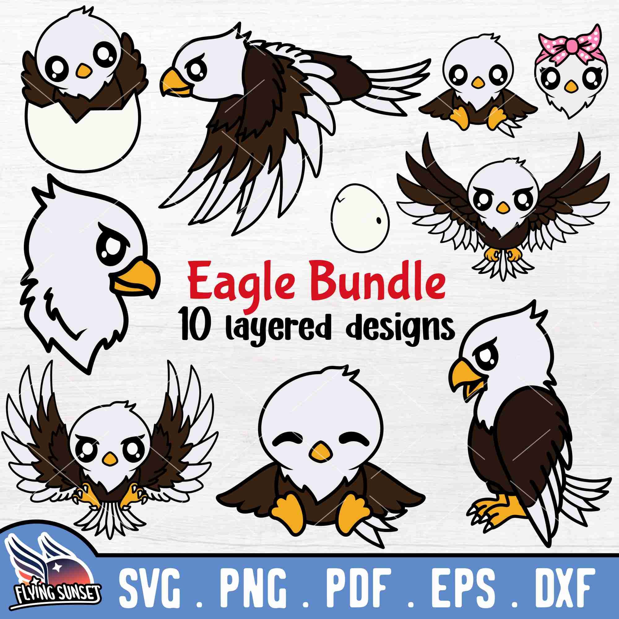 Eagle SVG Bundle, Bald Eagle Clipart Cricut Cut Files, Layered ...