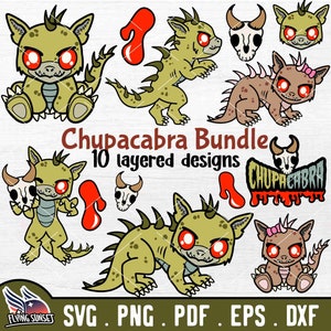 Cute Chupacabra SVG, Chupacabra Clipart PNG, Kawaii Cryptid Monster, Layered Cut File Cricut, Spooky Sticker Patch, Urban Legend eps pdf DXF
