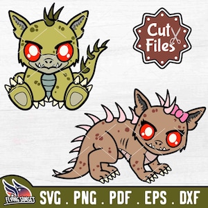 Chupacabra fofo SVG, Chupacabra Clip Art PNG, Monstro Cryptid Kawaii, Arquivo de corte em camadas Cricut, Adesivo assustador, Lenda urbana eps pdf DXF