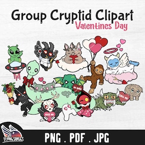 Groupe Cryptid Clipart, Love Bigfoot, Wendigo, Jersey Devil, Mothman, Hodag, Yeti PNG, Nightcrawlers JPG, Jackalope, Flatwoods Monster Alien