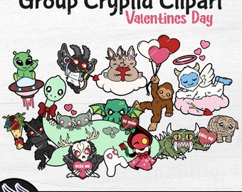 Gruppo Cryptid Clipart, Love Bigfoot, Wendigo, Jersey Devil, Mothman, Hodag, Yeti PNG, Nightcrawlers JPG, Jackalope, Flatwoods Monster Alien