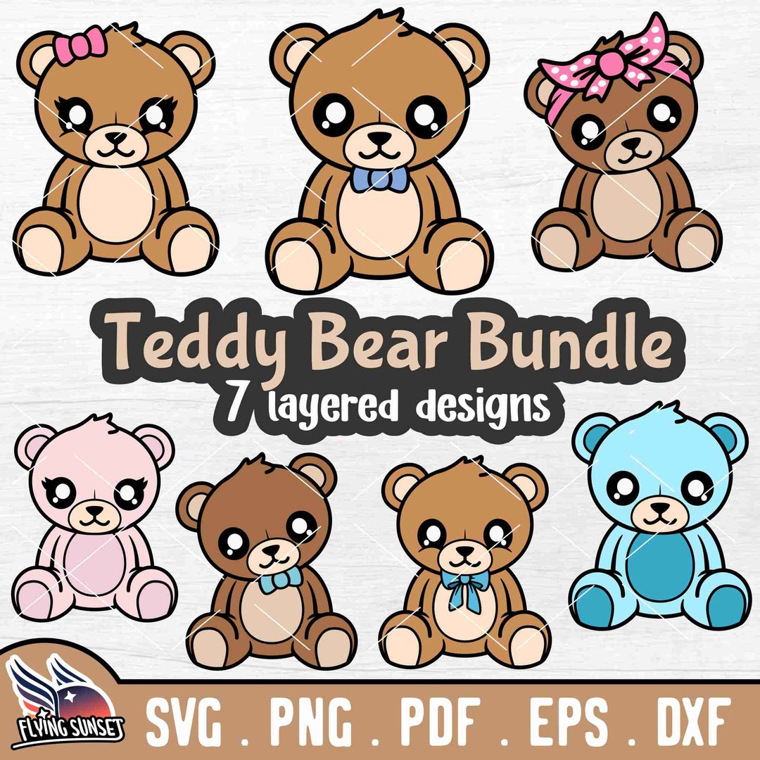 Teddy Bear Clipart Bundle, Cute Teddy Bear SVG, Teddy PNG Cut File ...