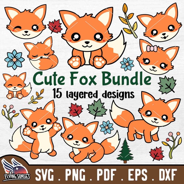 Cute Fox SVG, Baby Fox Clipart, Woodland Animal Cut File, Kawaii Fox PNG, Sweet Fox Cricut, Girl Fox Face, Sleeping Silhouette decal pdf DXF