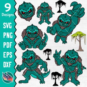 Monstre des marais de Honey Island SVG, mignon Cajun Bigfoot PNG, Illustration de letiche, Rougarou, cryptide de Louisiane DXF