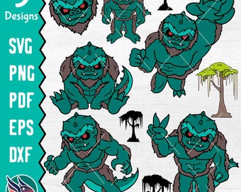 Honey Island Swamp Monster SVG, Cute Cajun Bigfoot PNG, Letiche Illustration, Rougarou, Louisana Cryptid DXF