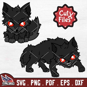 2 Snarly Yow SVGs, Cute Cryptid PNG, Cartoon Werewolf, Snarly Yow Shirt Image Download, Huge Beast Dog, West Virginia Ghost Hound DXF