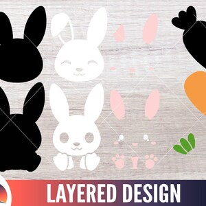 Cute Bunny Rabbit SVG PNG, Kawaii Rabbit Clipart Bundle, Hare Cut File ...