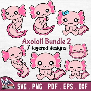 Schattige Axolotl SVG, Baby Axolotl Clipart, Kawaii Animal Onesie, Sweet Birthday Shirt, Cricut Cut File, Axolotl Uitnodiging Sticker eps PNG DXF
