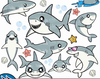Cute Shark SVG, Baby Shark Clipart, Great White Shark PNG, Cartoon Animal, Shark Birthday Images pdf eps dxf, Cricut Cut Files