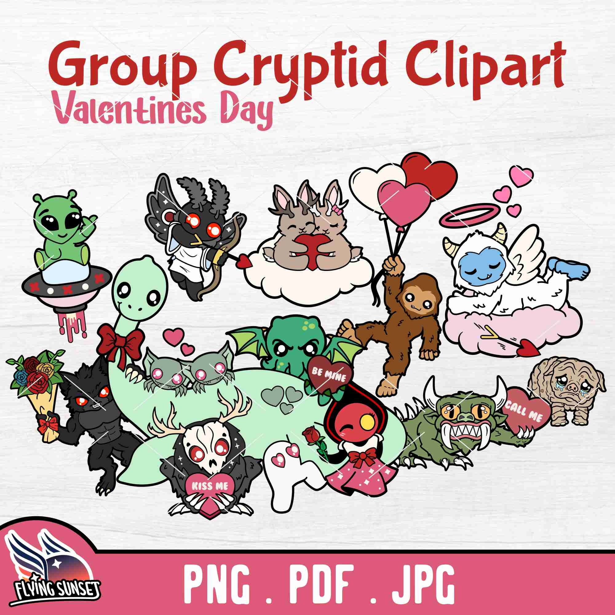 Group Cryptid Clipart, Love Bigfoot, Wendigo, Jersey Devil, Mothman ...