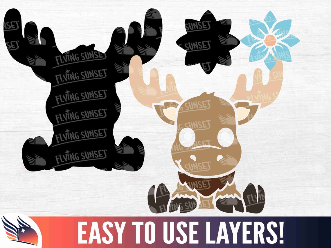 Cute Moose SVG, Baby Moose Svg, Moose Clipart, Kawaii Moose Bundle ...