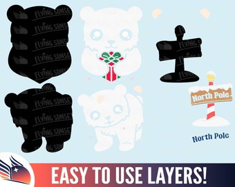 Polar Bear SVG Bundle, Kawaii Polar Bear Clipart, Arctic Animal