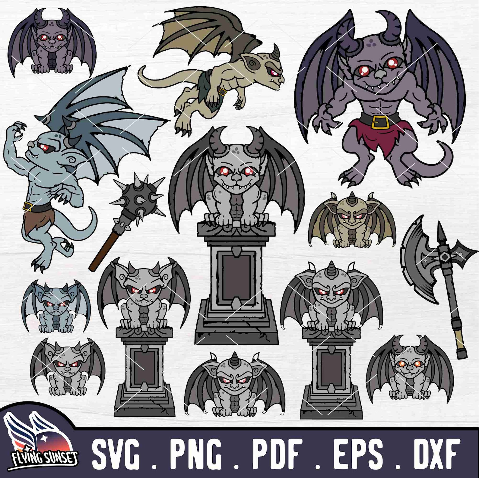 Cute Gargoyle SVG, Gargoyle Clip Art, Demon Statue Cricut Cut File ...