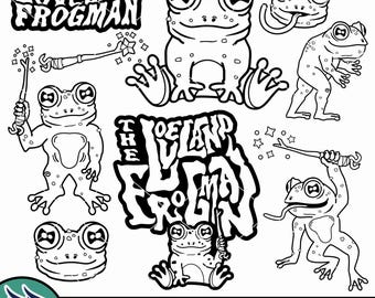 Loveland Frogman Outline SVG, Cute Frogman Clip Art, Frogman Coloring Printables, Cute Cryptid Outline, Cricut Cut File eps PNG pdf DXF