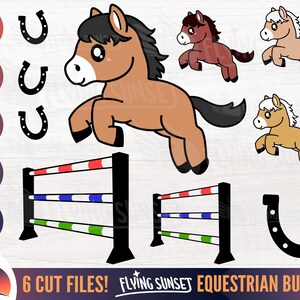 SVG equestre, Cute Horse Jumping Clipart, Cricut Cut file, Kawaii Farm Animal, Horse Rider PNG, Little Pony Sticker Download, Jump eps DXF