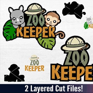 Zoo Keeper SVG, Jungle Animal Clipart, Child Group Decal, Wildlife Cut Files, Cricut Vinyl Iron On Shirt Transfer, Sublimation Print PNG DXF