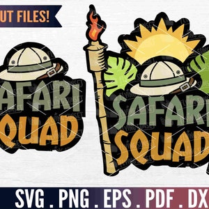 Safari Squad SVG, Wild Life Clipart, Zoo Animal Decal, African Safari Trip Sublimation, Travel Vacation Cut File Cricut, Silhouette pdf DXF