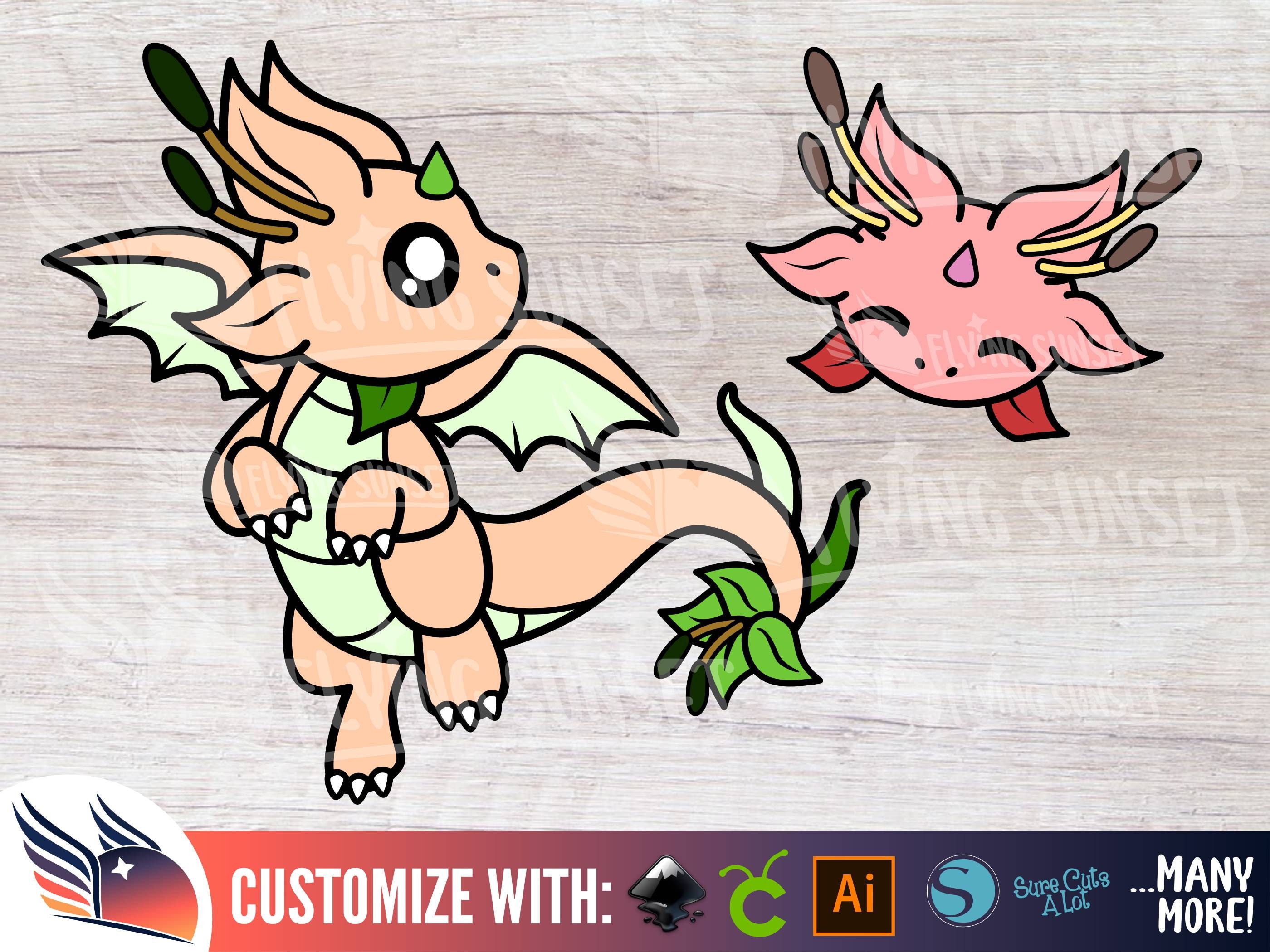 Baby Flower Dragon SVG Cute Dragon Clipart PNG Kawaii - Etsy