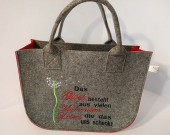 Filztasche mittel mit Stickmotiv und Personalisierung