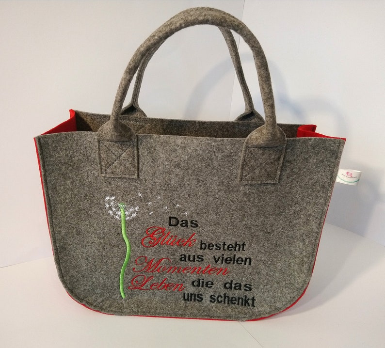 Filztasche mittel mit Stickmotiv und Personalisierung Bild 1