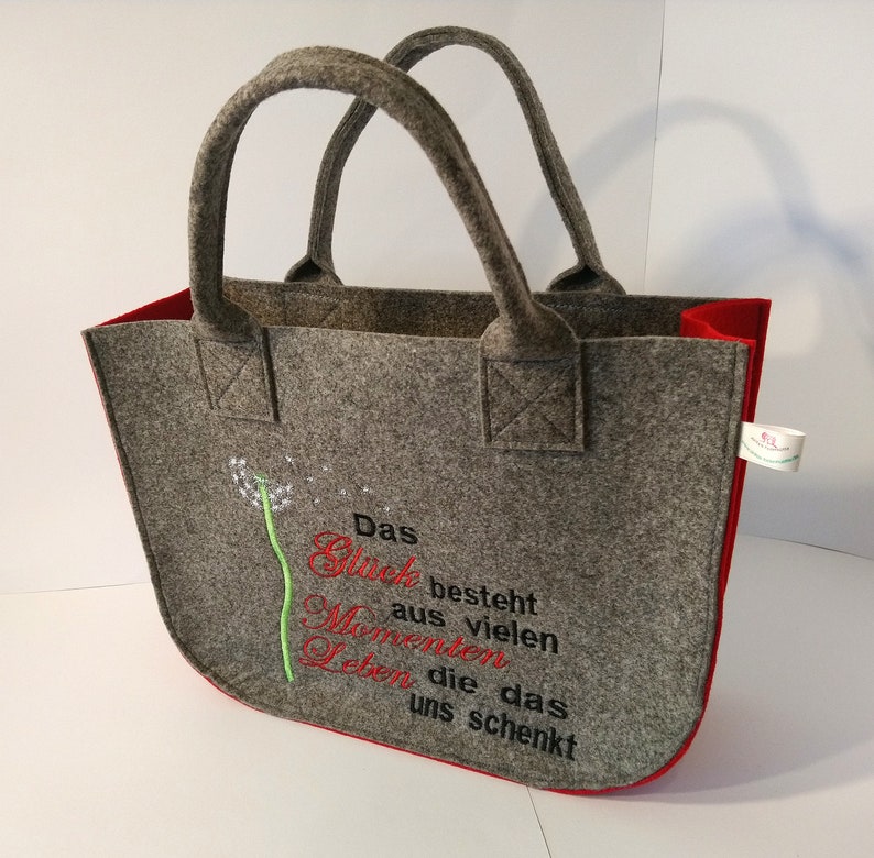 Filztasche mittel mit Stickmotiv und Personalisierung Bild 2