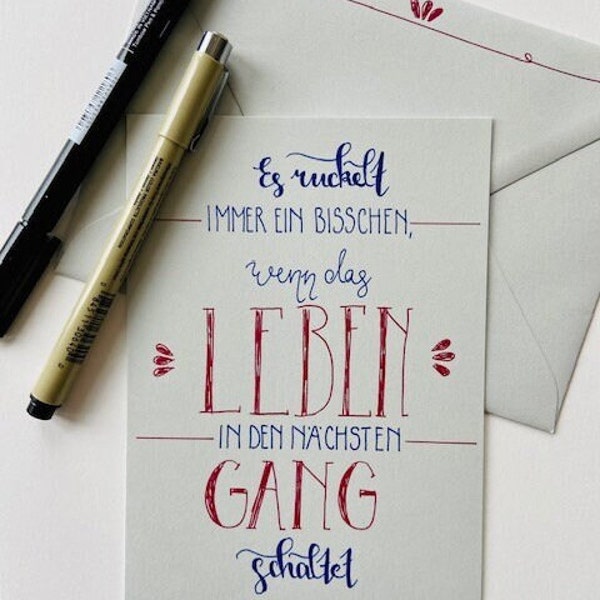 Grußkarte - Handlettering - Lebensweisheit