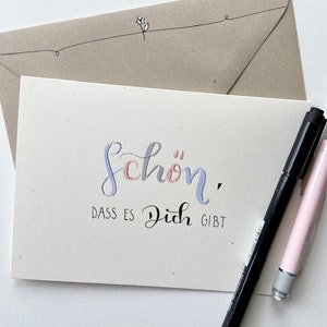 Grußkarte - Handlettering - Schön, dass du da bist!