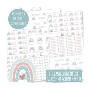 Mega-Set Schule - 239 Aufkleber - Wunschmotiv - spülmaschinenfest - Klebelinchen