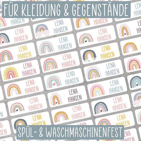 Namensaufkleber für Kleidung und Gegenstände - Regenbögen - spül- und waschmaschinenfest - für Kita, Schule und Freizeit - von Klebelinchen