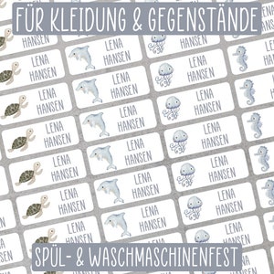 Name stickers for clothing and objects - sea animals - dishwasher and machine washable - for daycare, school and leisure time - from Klebelinchen
