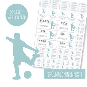 Schulset Namensaufkleber - 62 Aufkleber - Fußballer - spülmaschinenfest – Klebelinchen