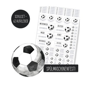 Schulset Namensaufkleber - 62 Aufkleber - Fußball - spülmaschinenfest – Klebelinchen