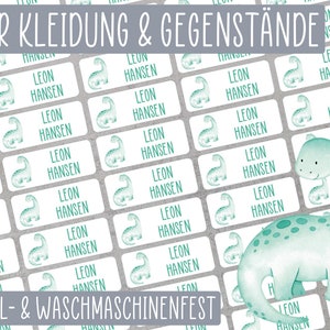 Name stickers for clothing and objects - Dino - dishwasher and machine washable - for daycare, school and leisure time - from Klebelinchen