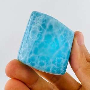 Spectacular Fractal+Super Blue Larimar Tube,Super Blue Larimar,AAA Larimar,Larimar Palmstone,Meditation stone,Healing stone,Larimar Freeform