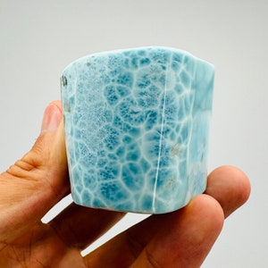 Light Blue Fractal Big Larimar Tube,AAA Larimar,Larimar Palmstone,Meditation stone,Healing stone,Larimar Freeform