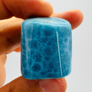 Exquisite Fractal+Super Blue Larimar Tube,Super Blue Larimar,AAA Larimar,Larimar Palmstone,Meditation stone,Healing stone,Larimar Freeform