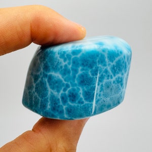 Exquisite Fractal+Super Blue Larimar Tube,Super Blue Larimar,AAA Larimar,Larimar Palmstone,Meditation stone,Healing stone,Larimar Freeform