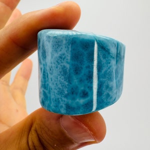 Exquisite Fractal+Super Blue Larimar Tube,Super Blue Larimar,AAA Larimar,Larimar Palmstone,Meditation stone,Healing stone,Larimar Freeform